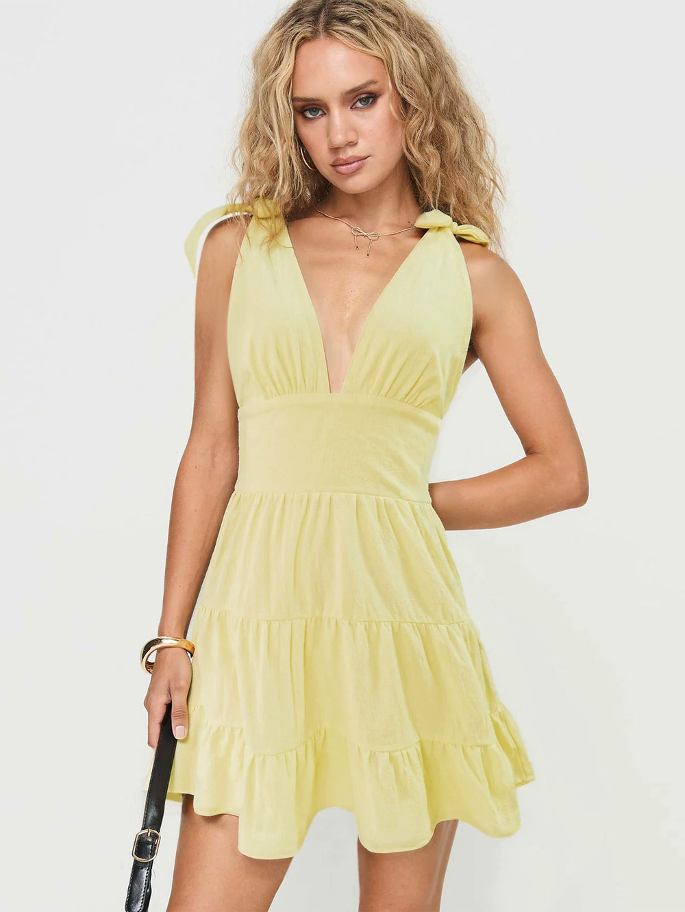 ZARA Solid Backless Bow Knot Sleeveless A-Line Mini Dress Beach Vacation